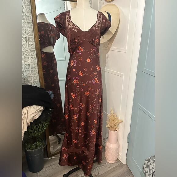 Free People Butterfly Babe Maxi Dress in Burgundy and Pink - Picture 4 of 8